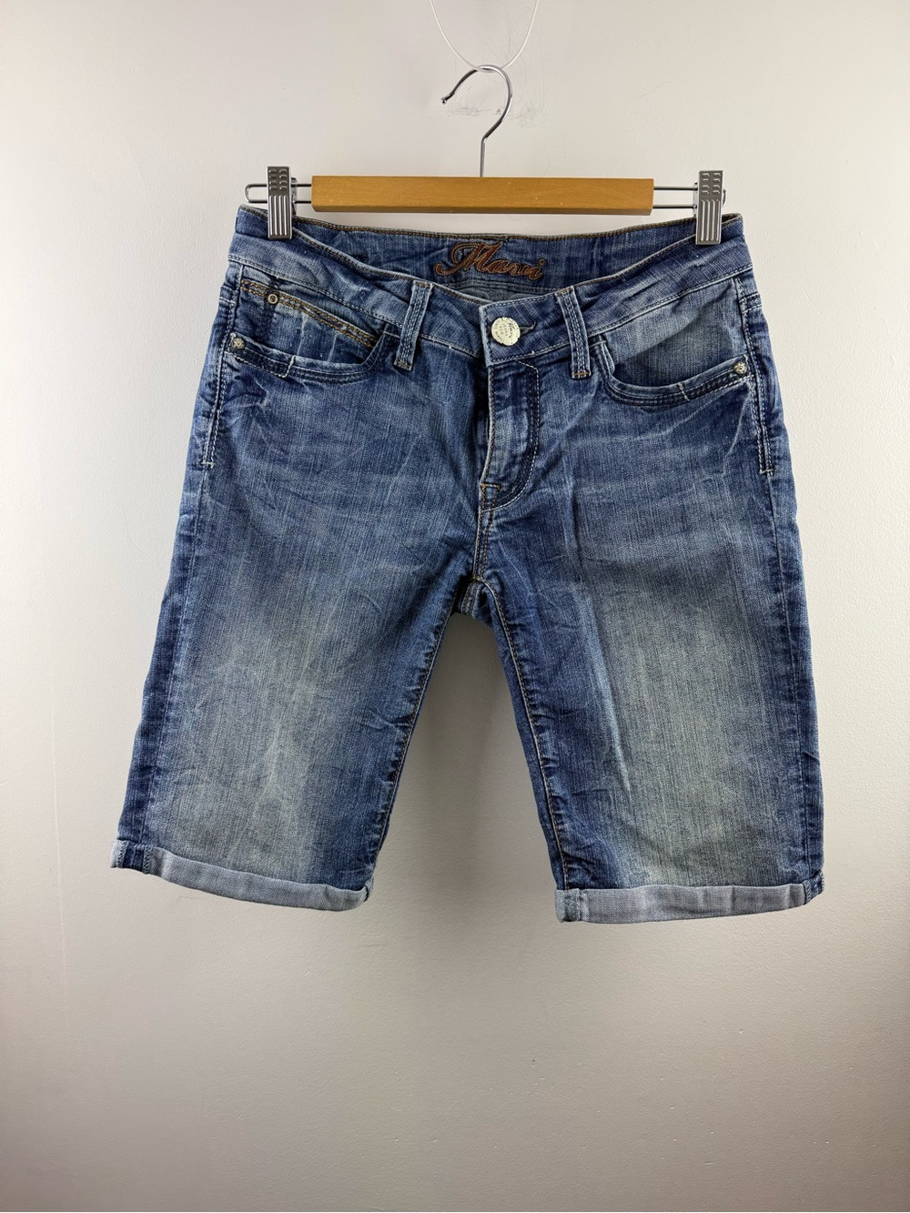 Mavi Premium Cuffed Denim Bermuda Shorts Blue 30